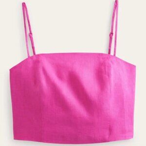 Boden Fitted Linen Strappy Top in Rose Linen Size 12